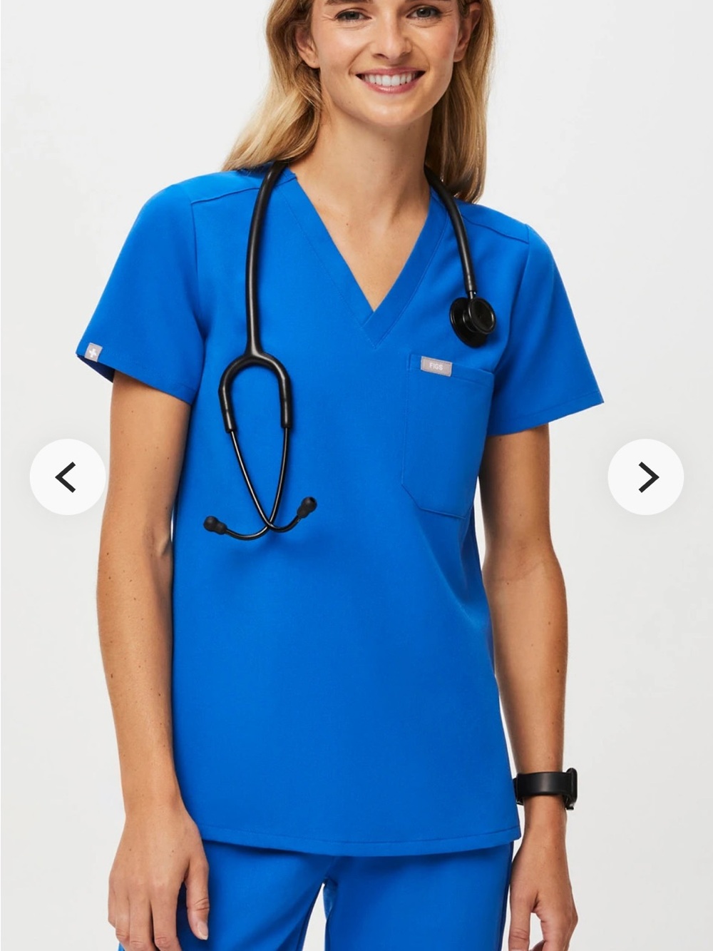 Figs Catarina scrub top size small in royal blue.